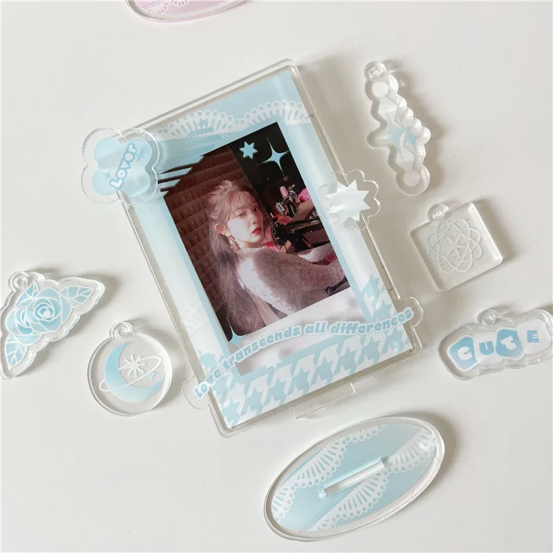 Acrylic Photo Frame 3 Inch 7pcs Parts Idol Postcards Display Photo Cards Decoration Card Holder Fashion Chain Stand card holder,card display stand,photo card holder,postcard holder