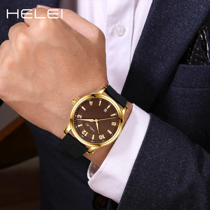 HELEI brand business luxury watches vintage classic men's watches fashion quartz wristwatch men's authentic watches gift for men