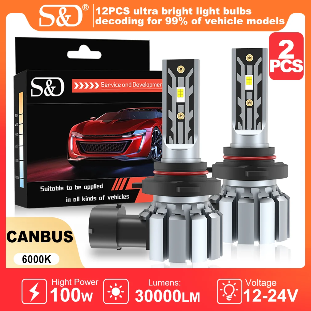 S&D 9005 HB3 9006 HB4 LED 안개등 전구 CANBUS H7 LED 헤드라이트 DRL 자동차 주간 주행등 자동차 운전용 6000K 백색