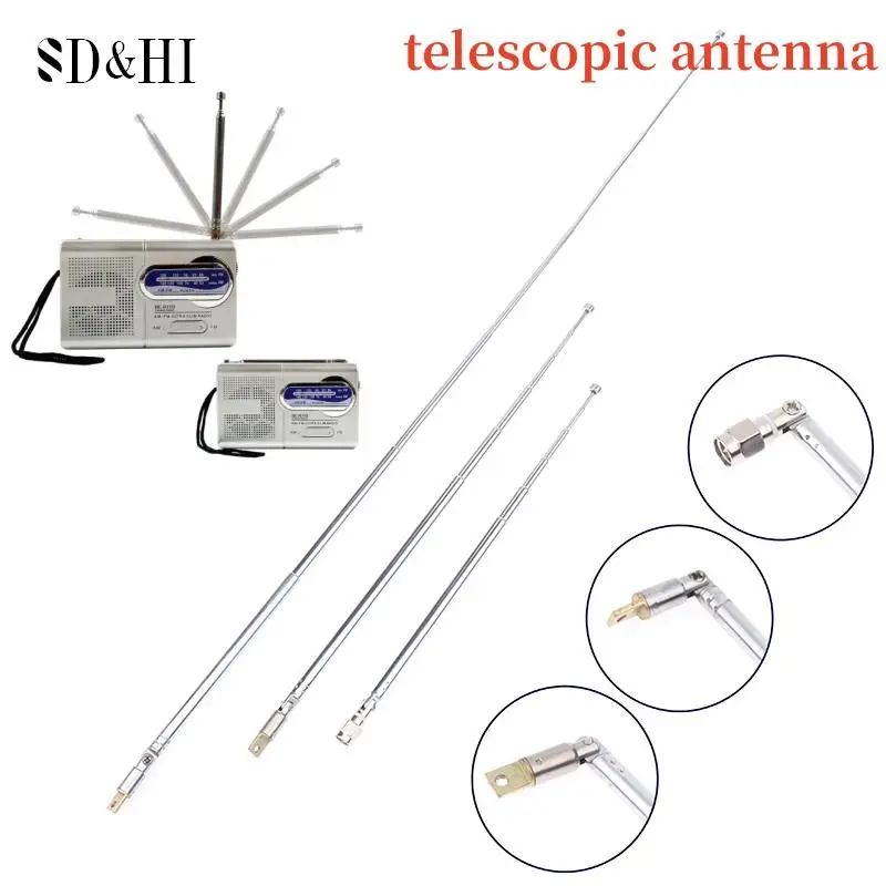 

1pc TV Radio DAB AM FM Universal Folding Length 165MM And Unfold 645MM New 6120-6 Section Replacement Telescopic Aerial Antenna