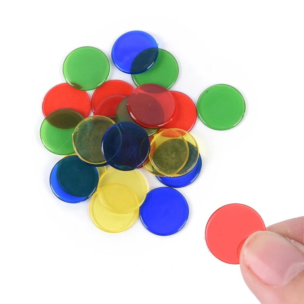 Kids Carnival Bingo Games Plastic Coin Transparent Multicolor Disc 15mm Montessori Learning Education Toys Bingo Chip Math Toys