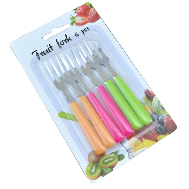 Fruit fork 6Pcs Stainless Steel Cake Dessert Forks Used For Party Restaurant