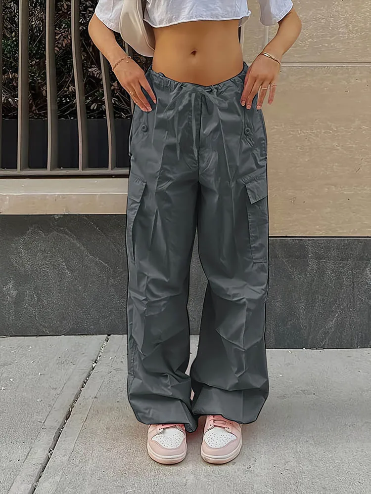 Sporty 2024 Autumn Jeans Fashion Women Fitness Female Loose Outfits Drawstring Long Pants Tracksuit Pockets Lace Up Legging 