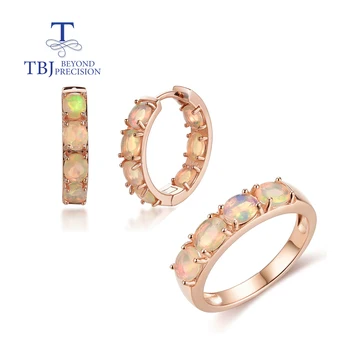 Women's Natural Ethiopia Opal Gemstone Jewelry Set 925 Sterling Silver Fine Earrings Ring Daily Wear Nice Gift 1