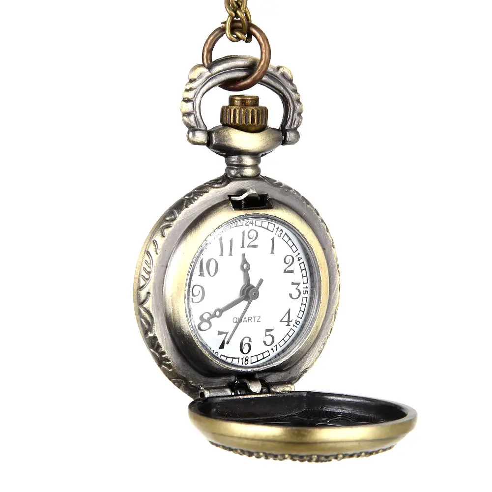 Vintage Quartz Pocket Watch Alloy Hollow Out Flowers Women Girls Sweater Chain Pendant Necklace LL@17