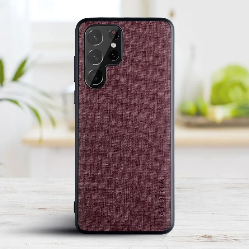 Luxury Cloth Texture PU Leather Shockproof Phone Case with Camera Protection