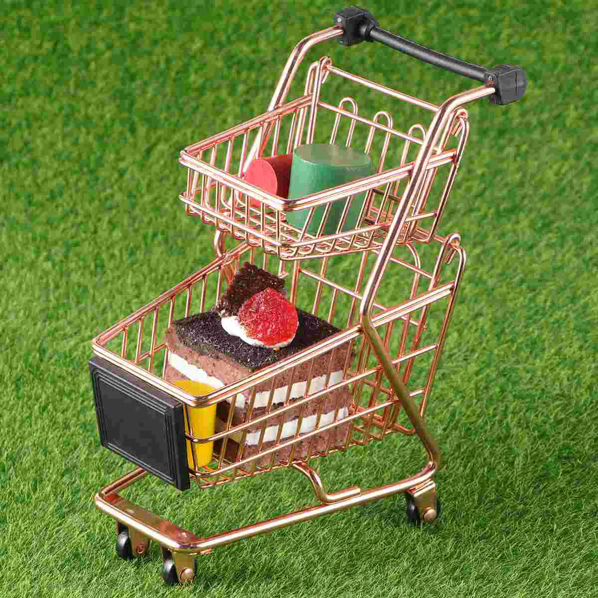 

Office Desk Accessories Trolley Toy Mini Two-tier Shopping Cart Beauty Egg Child
