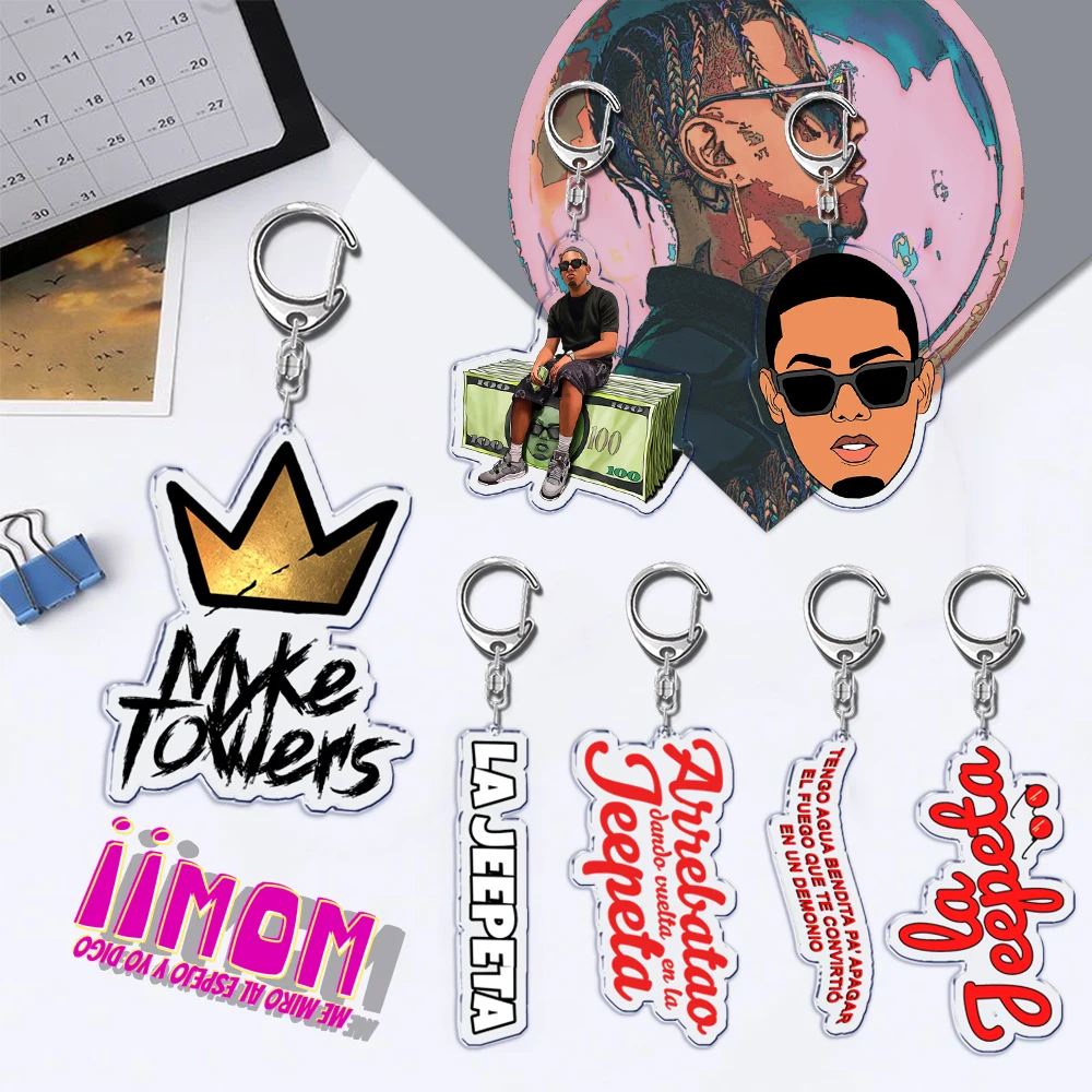 

Popular Phenomenon Rapper Singer Myke Towers Key Chain Key Ring for Accessories Bag Lala Pendant Keyring Chains Keychains Gifts
