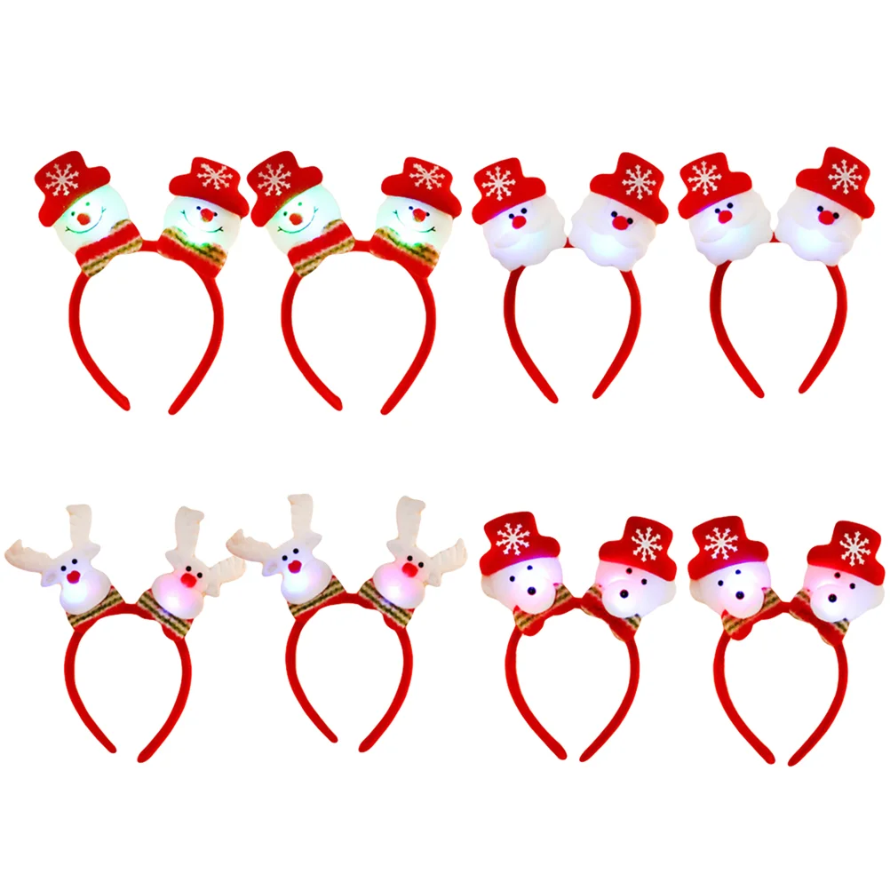 

8pcs Christmas Luminous Headbands Cartoon Hair Hoops Hair Band Hair Accessories for Party Festival 2 for Each Pattern