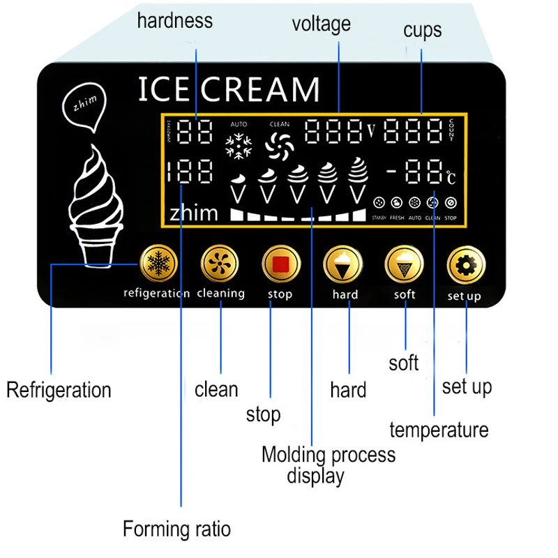 Soft Ice Cream Machine Commercial Desktop Ice Cream Maker Stainless Steel Benchtop Gelato Vending Freezing Machine 5
