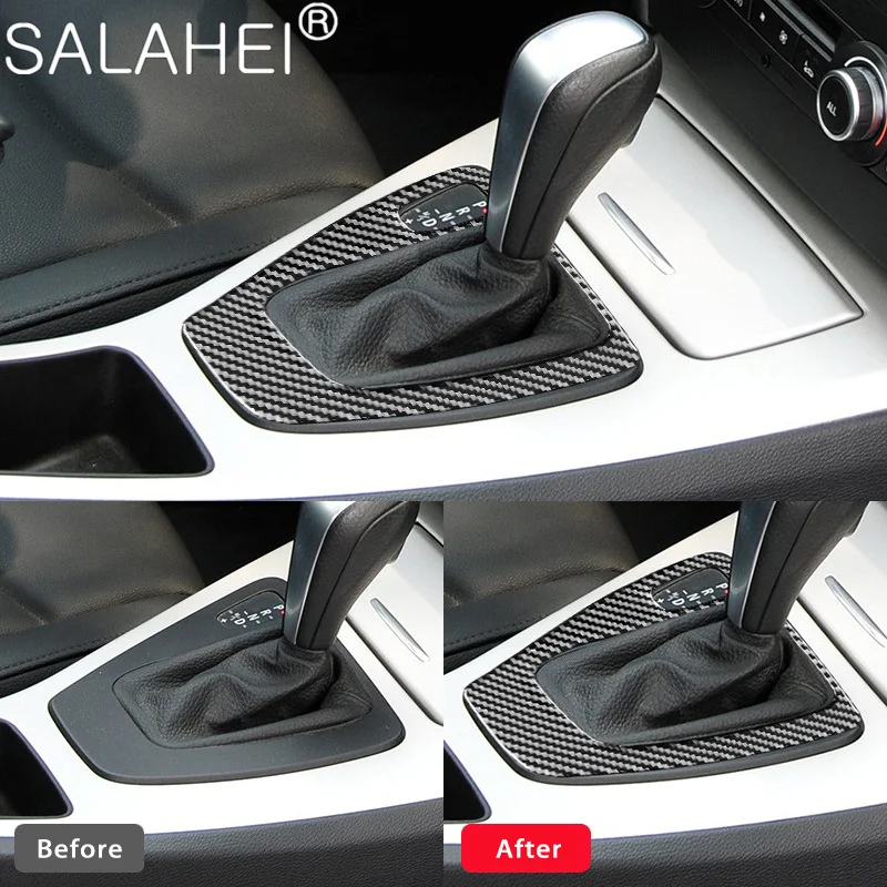 

Carbon Fiber Car Gear Knob Panel Special Decoration Sticker Modified For Bmw Old 3 Series E90 E92 2005-2012 Interior Accessories