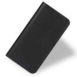 Leather Dual Phone Pouch Book Case Handbag with Wallet Compartments - (XL) 6.7 - 6.9 Inch (Black)