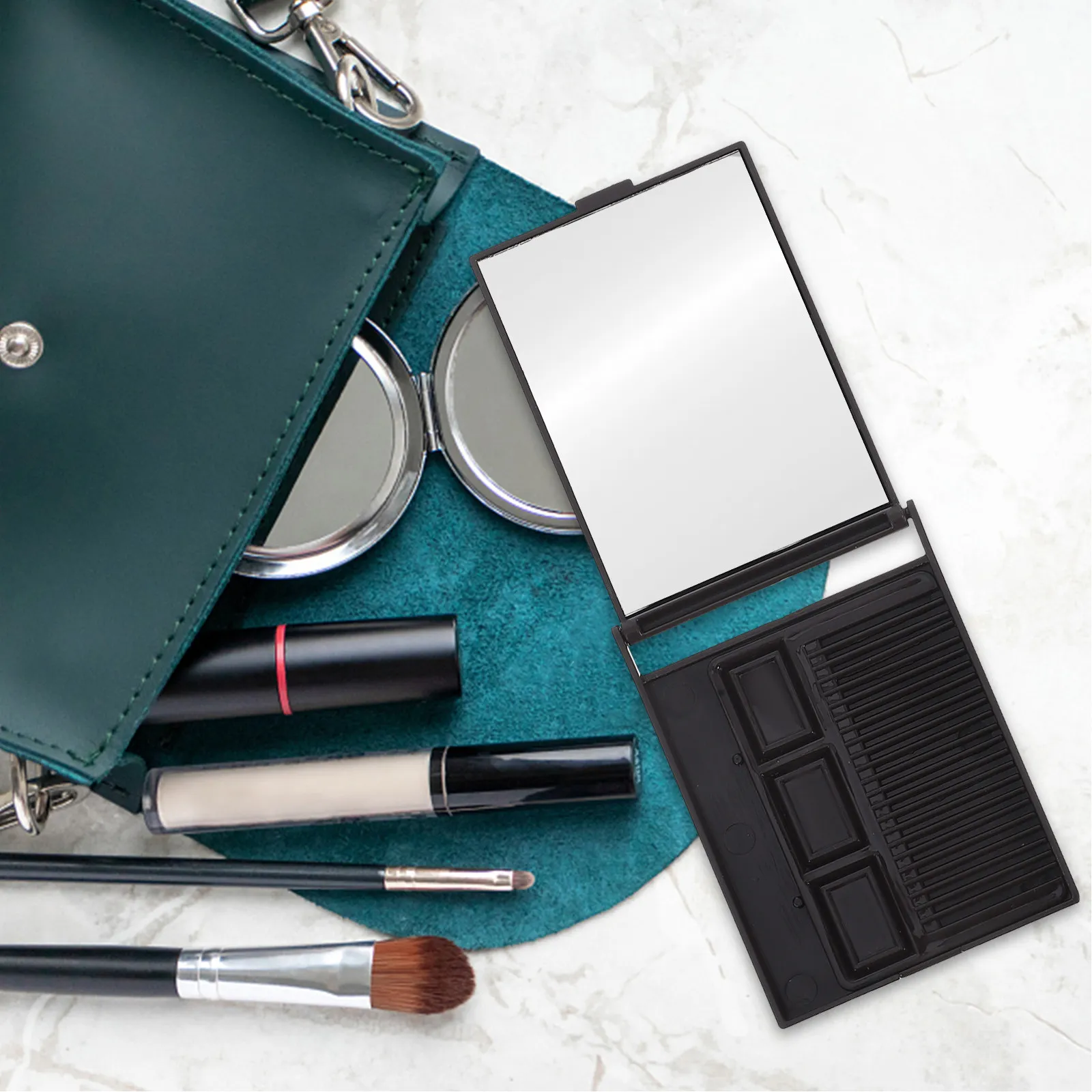 2Pcs 세련된 초콜릿 디자인 미니 메이크업 거울 휴대용 포켓 거울 투명 반사 표면 여성 패션 액세서리