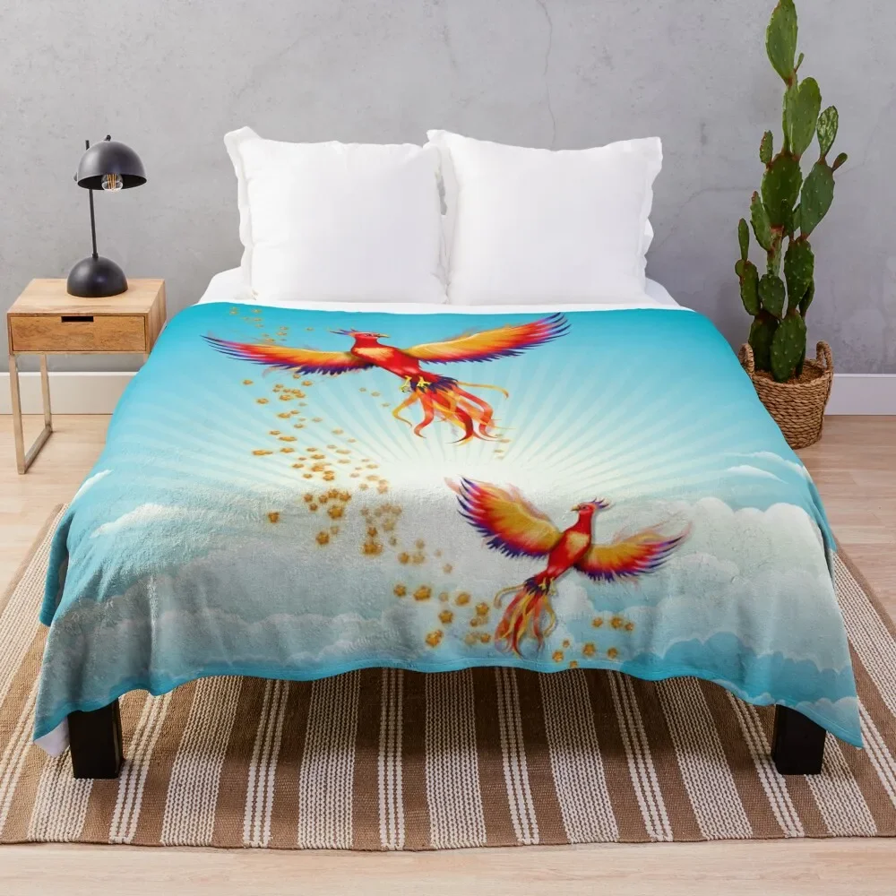 Phoenix Rising Throw Blanket For Baby Soft Beds anime Blankets
