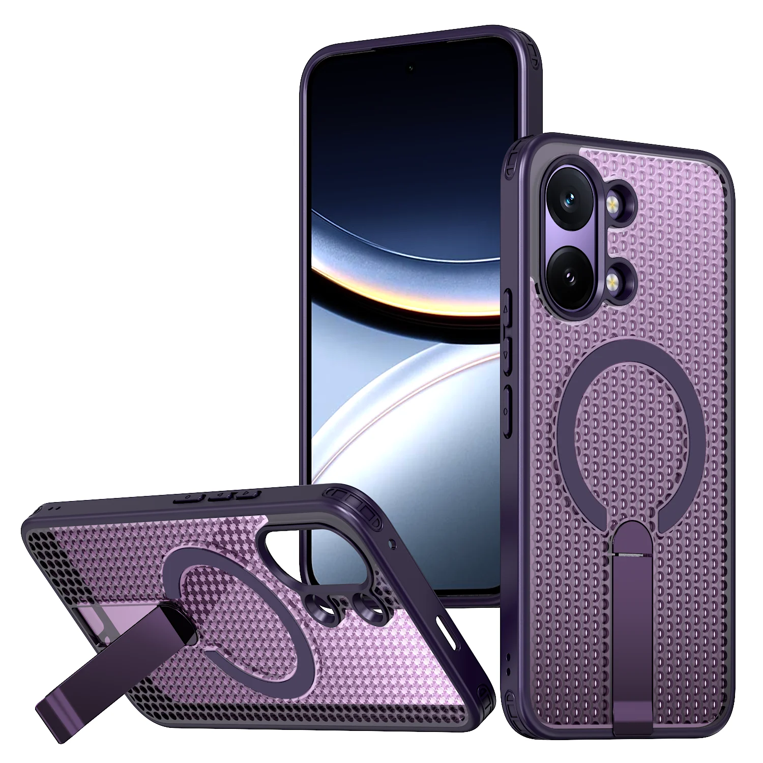 Luxury Magnetic Bracket Heat Dissipation Rugged Tough Phone Case Cover