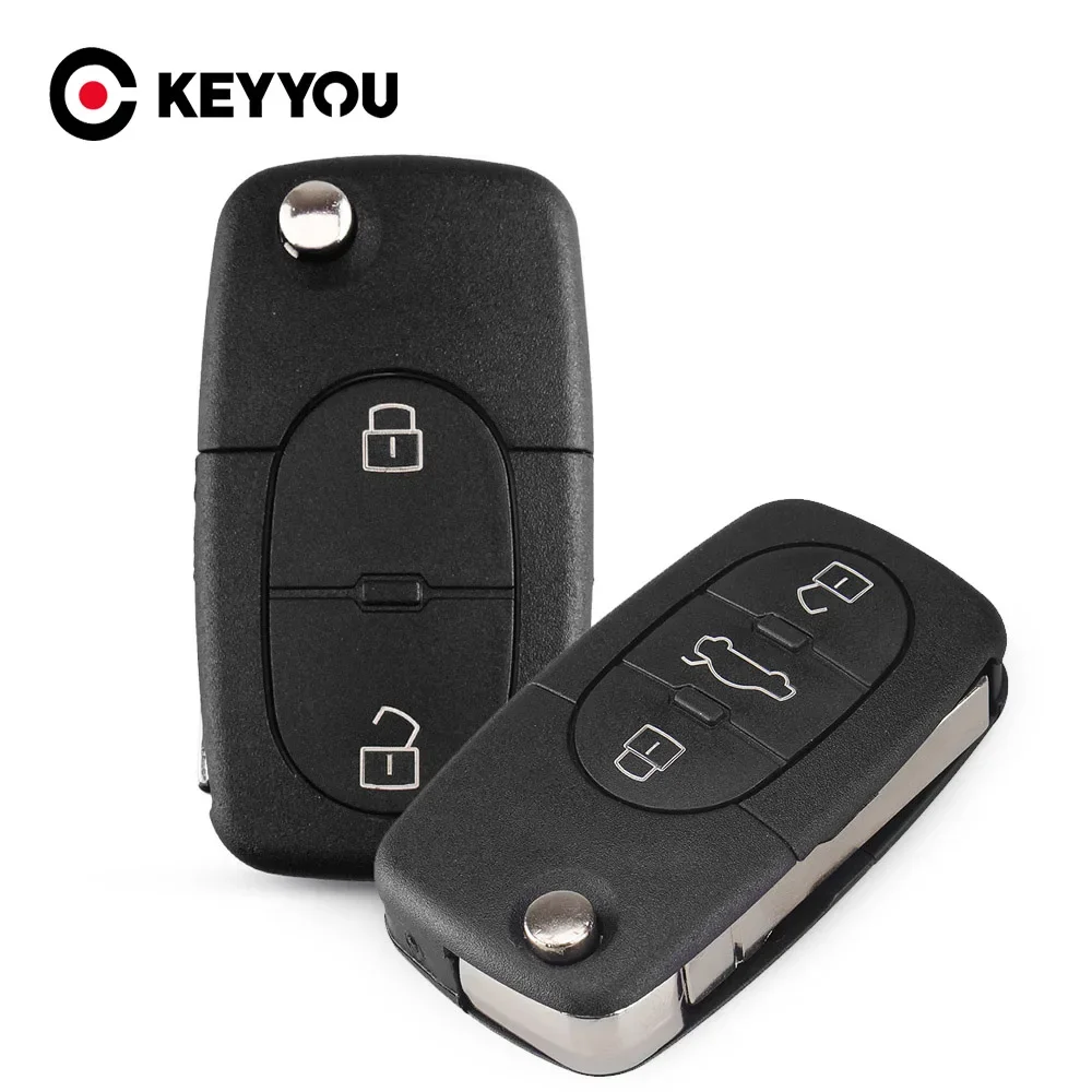 Keyyou 2/3 Pulsante Per Audi Tt A2 A4 A6 A8 Quattro Cr1620 Cr2032 Supporto Della Batteria Haa Vibrazione Pieghevole Chiave Dell'Automobile Borsette Ca