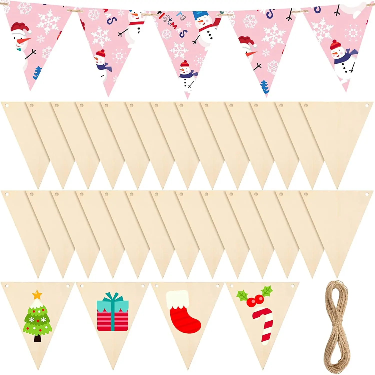 

20 шт. треугольный флаг Незаконченный пустой деревянный ломтик двери висит для дня рождения свадьбы украшения