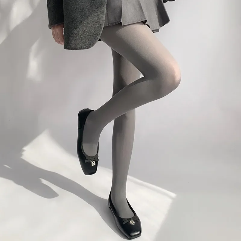 Graue Hue-Strumpfhose für Damen, modisch, JK, mattes Finish, bequeme Samtstrümpfe, weiche Nylonstrumpfhose – Detail 5