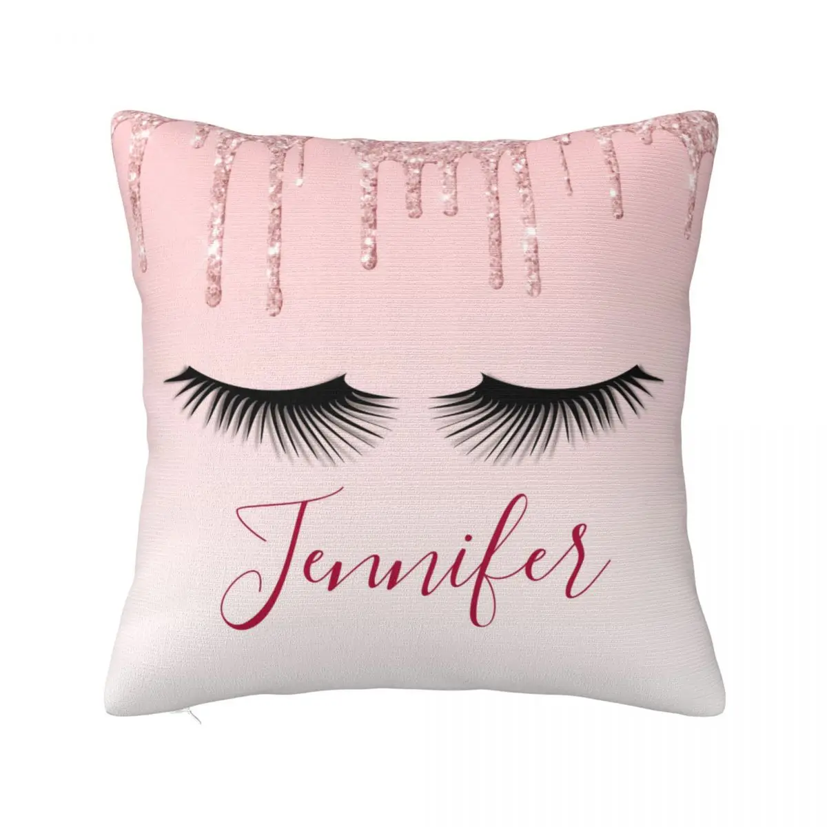 

Eyelash Pillowcase Printed Fabric Cushion Cover Decoration Cartoon Beauty Glam Closed Eyes Pillow Case Cover Home Square 40X40cm