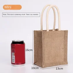 Enhanced Burlap Tote: Portable Multipurpose Jute Bag for Shopping, Beach, and School (Mini)