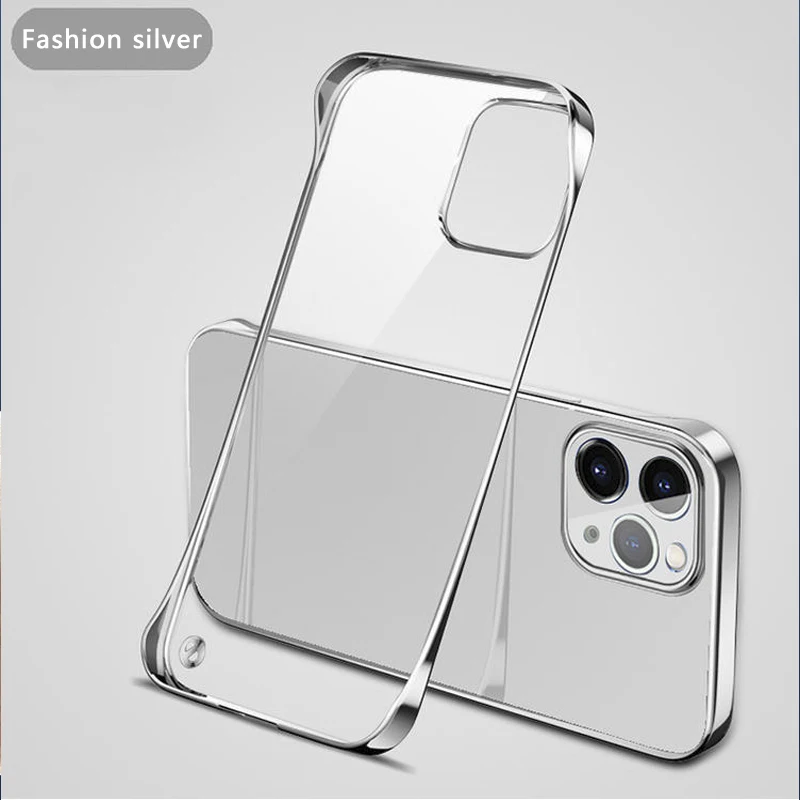 Transparent PC Hard Plating Frameless Phone Case For Iphone 13 Pro Max 12 Mini 11 X XR Xs Max 7 8Plus Borderless Thin Cover Case waterproof phone pouch Cases & Covers