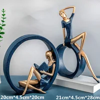 Statue de sculpture de femme élégante pour la décoration de la maison, figurine de fille de lecture, art Tat, salon, chambre à coucher, étagère à livres, meuble TV 3