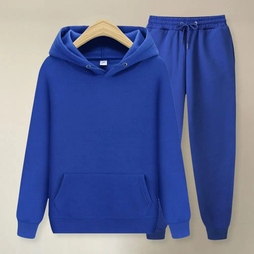 

Men Sweatshirt Pants Set Men Activewear Set Men's 2-piece Track Suit Set with Hooded Sweatshirt Elastic for Workout for Men's