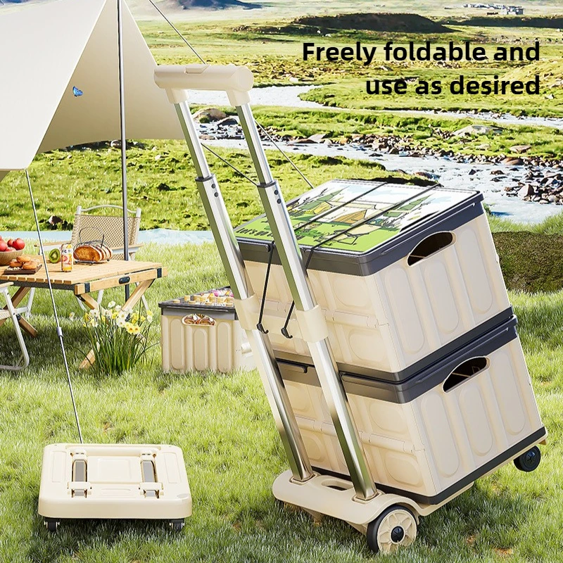 Luggage pull rod pickup small cart folding household portable cargo handling trailer shopping grocery cart