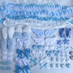 Enchanting Pink Princess Hair Accessory Craft Kit for Girls - 67 - Piece Set with Lace, Ribbons, Bows, Mini Fans, and Clips (Blue)