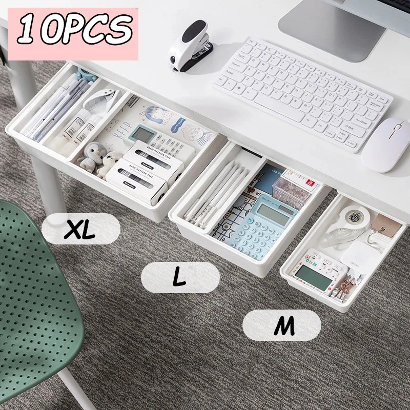 Storage Box Desk Storage Drawer Self-Adhesive Plastic Table Holder Sundries Cosmetics Stationery Organizer