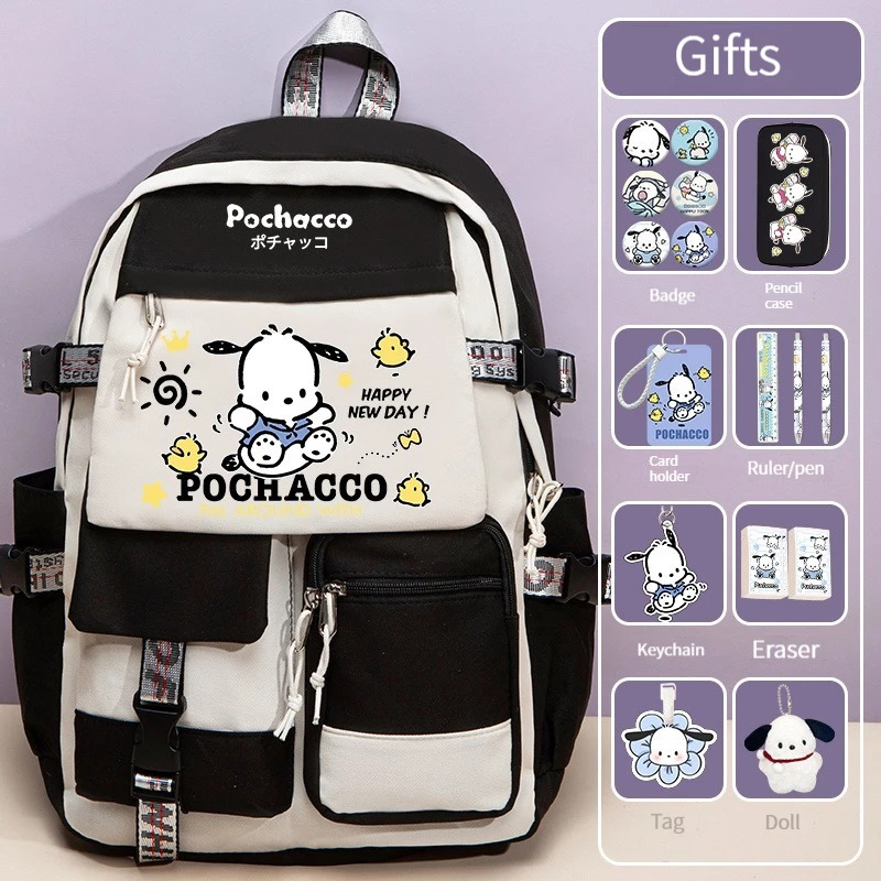 Sanrio Pochacco Child Student Bag Multifunction Shoulders Cute Cartoon  Student Stationery School Supplies Prize 16 Inches Gift
