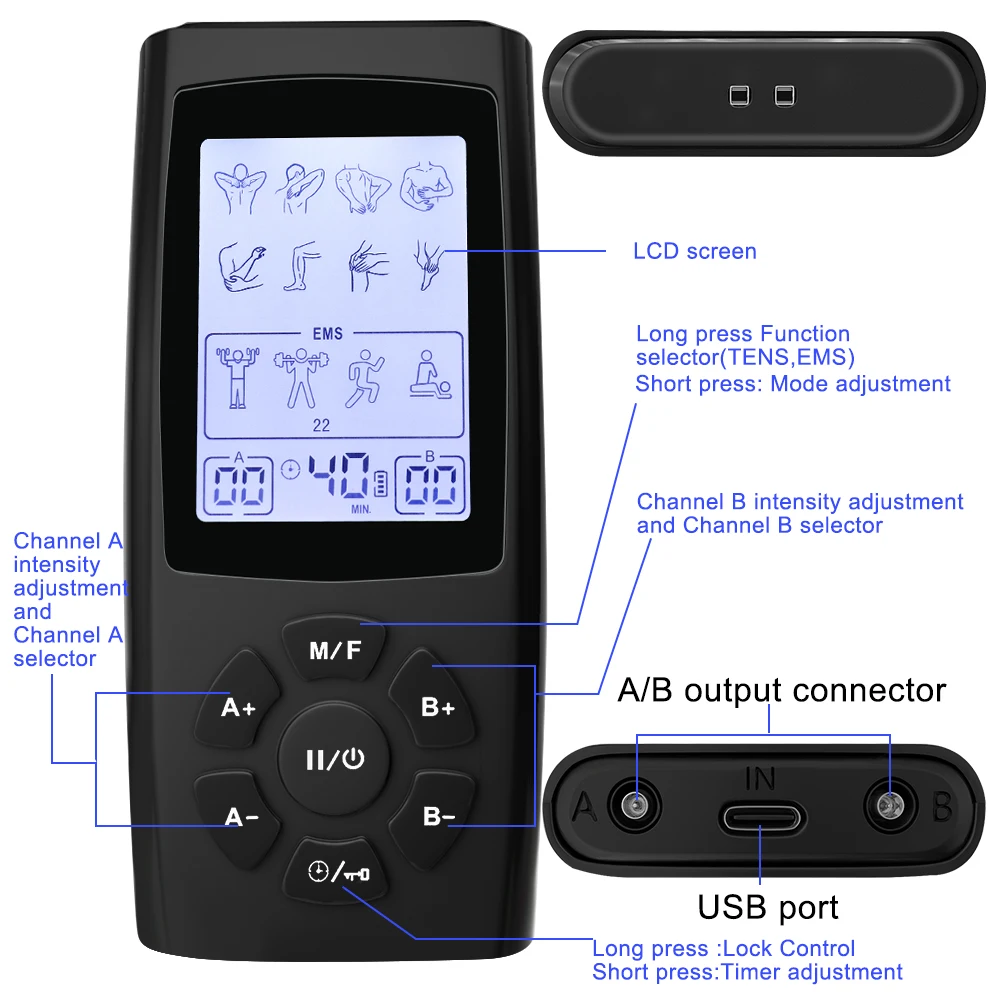 Enhanced TENS EMS Pulse Massager for Effective Pain Relief