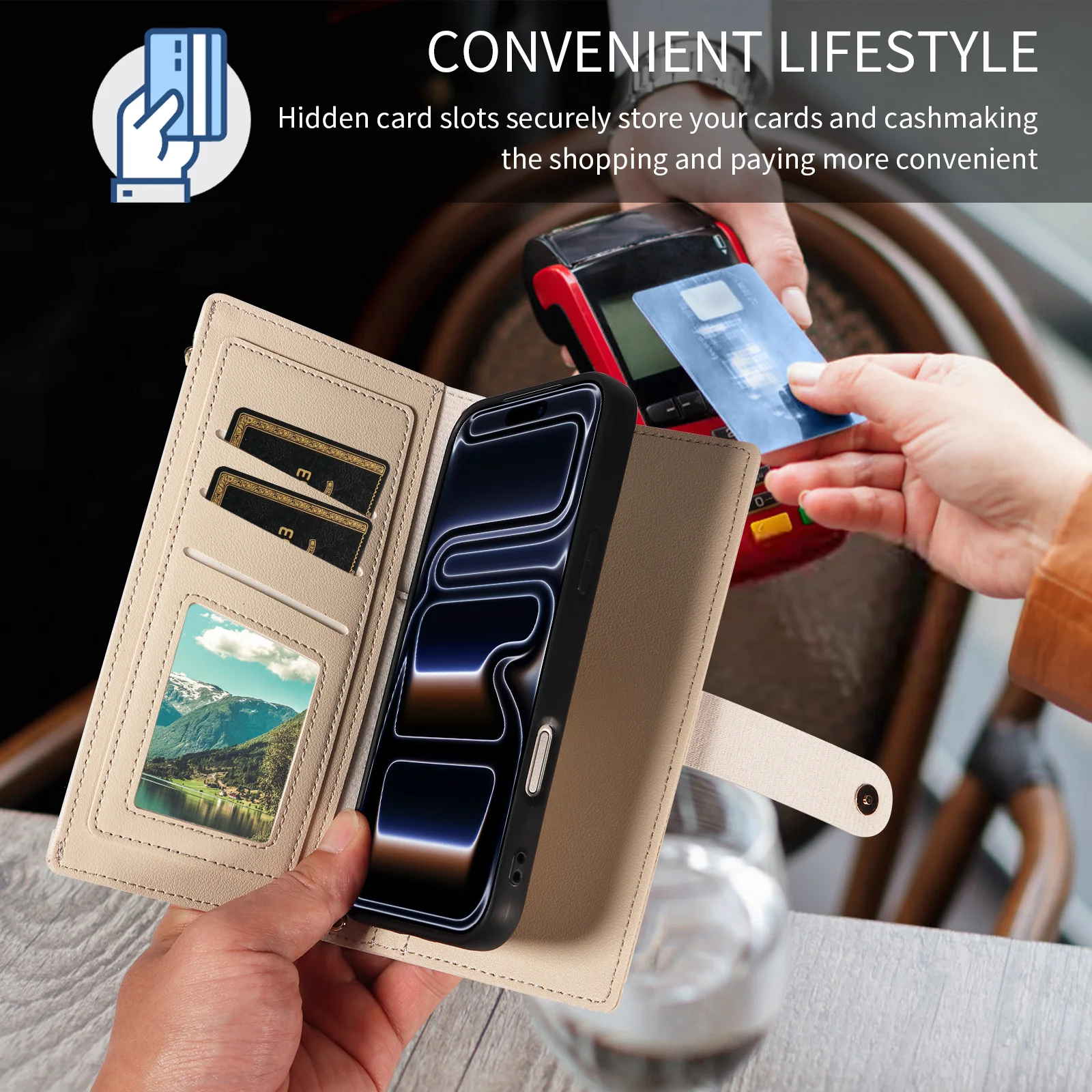 Leather Phone Case with Magnetic Buckle, Multi-Card Slots, Wallet & Stand