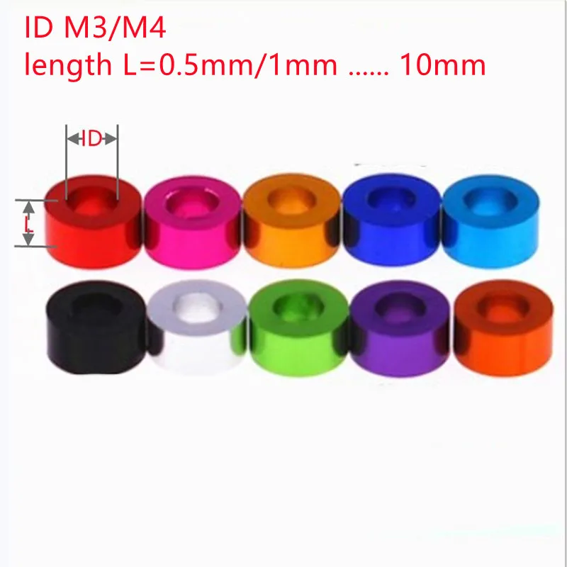 10pcs M3 thickness 0.5mm to 10mm aluminum washer Bushing gasket Spacer sleeve Non-thread standoffs