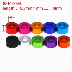 10pcs Colorful Aluminum Washer Bushing Gasket Spacer Sleeves, M3 Thickness 0.5mm - 10mm, Non - Threaded Standoffs - Length  5mm (Red)