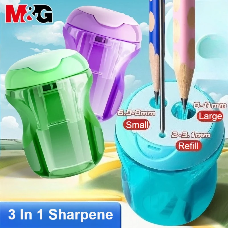 1/3/12pc M&G 3 In 1 Pencil Sharpener with Screw Lid and Tub No Spill Compact Design for Standard and Colored Pencils Metal Blade 1