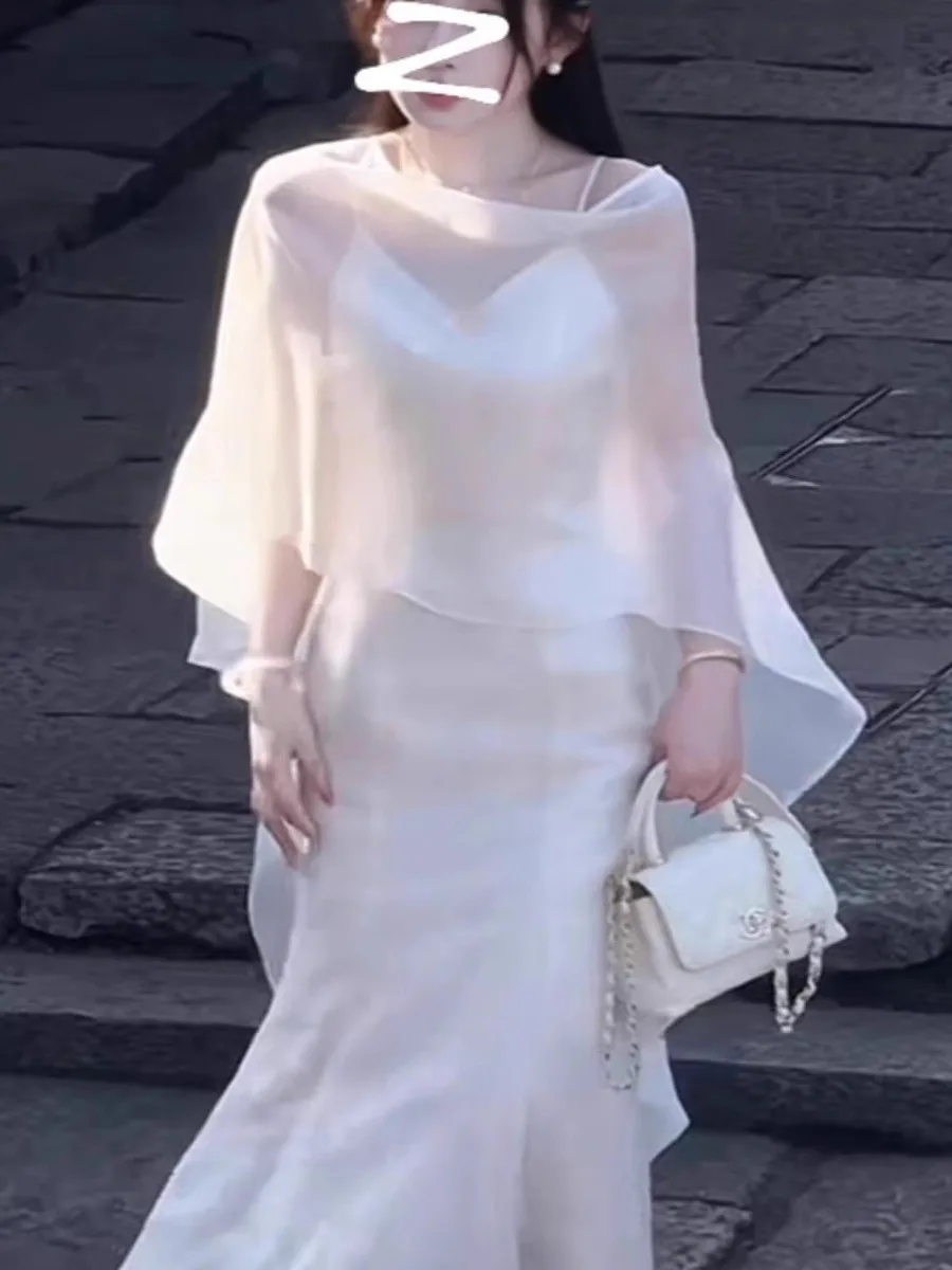 Women's Summer Ice Silk Air Conditioned Light Jaet Sun Protection Ultra Fairy Unusual Design Long Sve round Ne Top