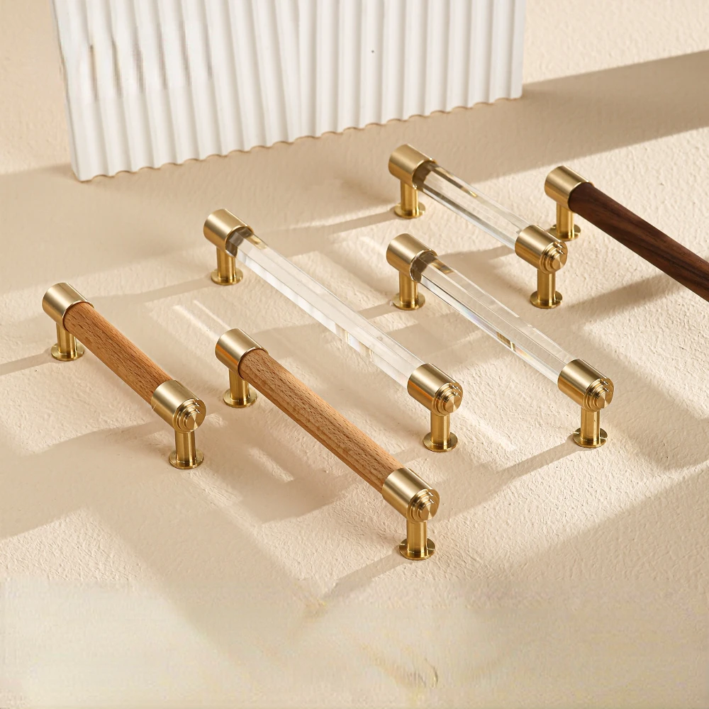 

New Brass Crystal Furniture Door Handle Pure Copper Crystal Handle Light Luxury Cabinet Door Cabinet Drawer Double Hole Handle