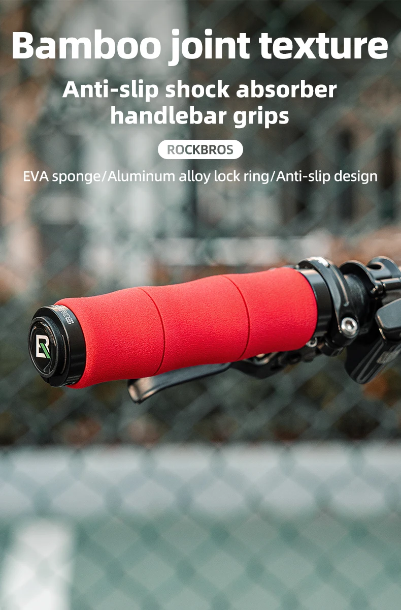 Description Picture 2 of itemROCKBROS Bicycle Grips Bamboo Joint Bike Handlebar Grips With Dust Plug Soft Shockproof EVA Aluminum Alloy Cycling Handle Parts