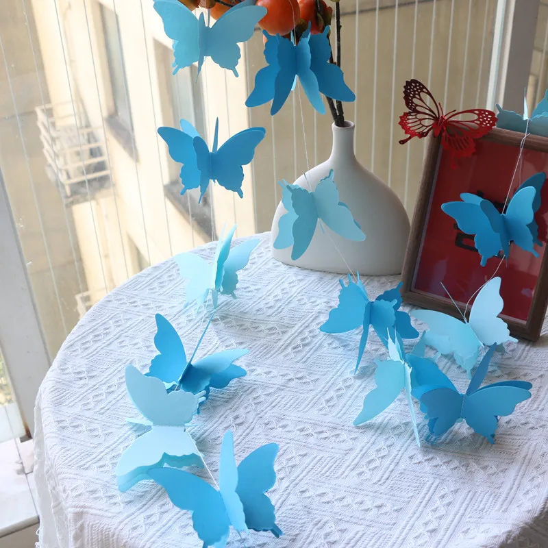 3m 3d bunte Papiers ch metter ling Girlande Ammern für Hochzeits feier Geburtstags fest DIY Banner hängen Dekorationen Schlafzimmer Dekor – Detail 8