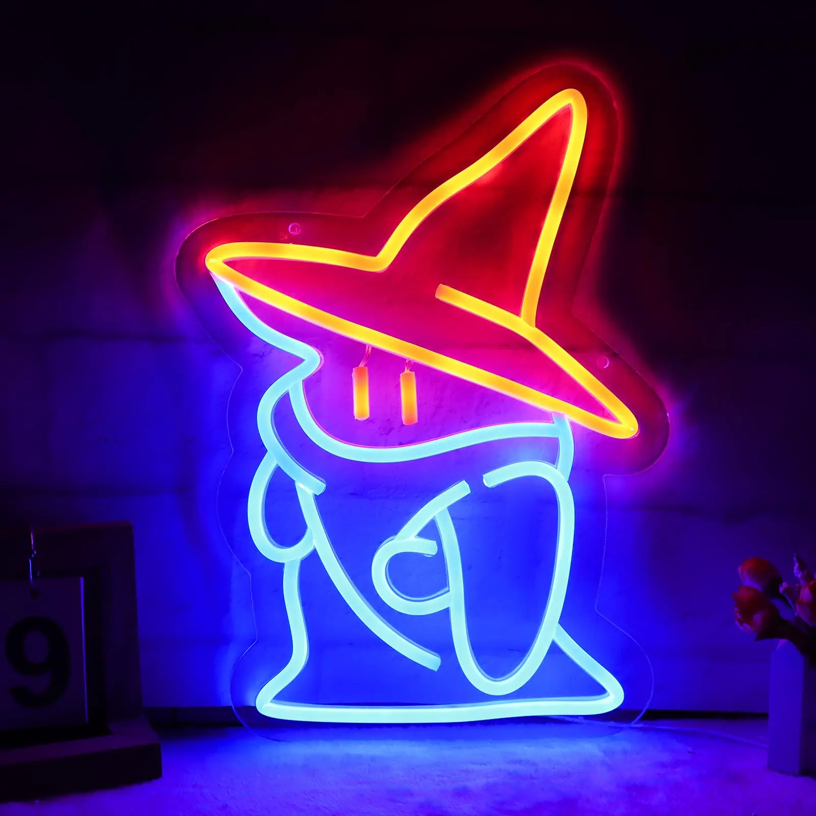 ファイナルファンタジー FF 黒魔道士 ネオン管 LED ライト ネオンサイン Black Mage Neon Signs Fantasy Neon Lights Final Fantasy