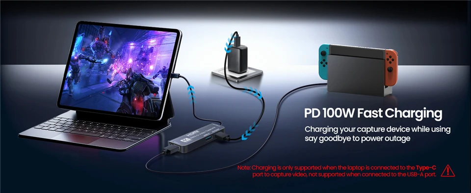 USB 3.0 Video Capture Card 4K HDMI USB C Type-C Capture Cable PD 100W for Quest