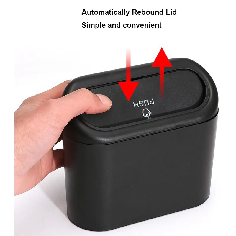 Car Trash Bin Hanging Vehicle Garbage Dust Case Storage Box Abs Square Pressing Type Trash Can Auto Interior Car Accessories