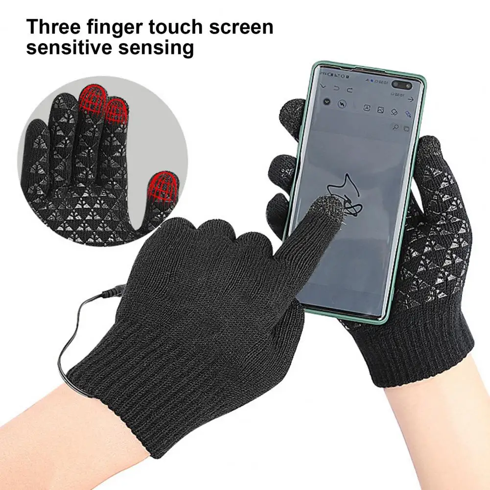Electric Gloves Usb Gloves for Winter Touchscreen Knitting Mitten Warmer Electric Heating Handwear for Students Laptop Use Warm