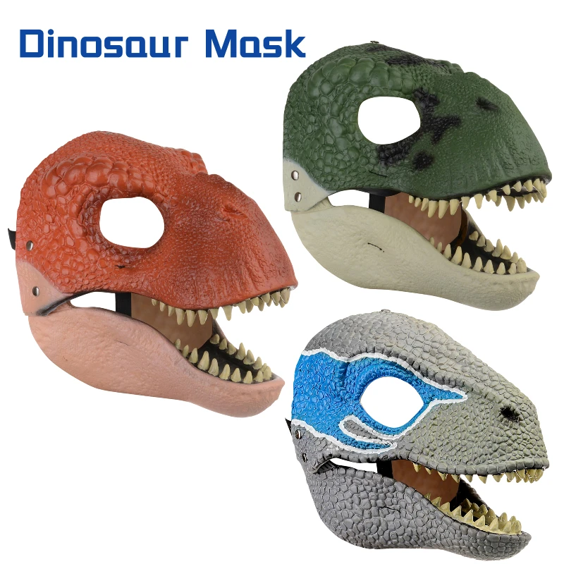 T-rex 공룡 마스크 할로윈 코스프레 헤드기어, 입 움직일 수 있는 재미있는 ..