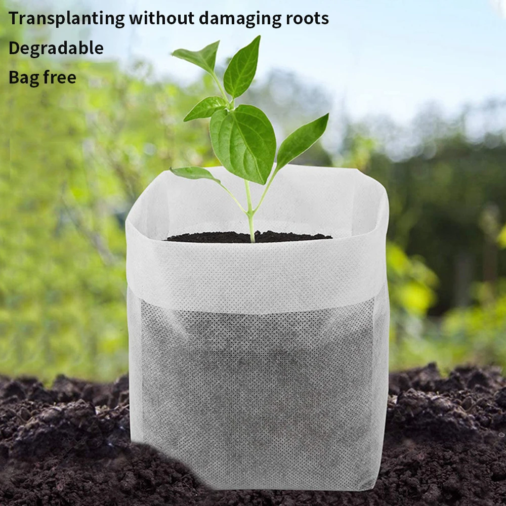 Description Picture 5 of item100Pcs Biodegradable Nursery Bag Plant Grow Bags Non-Woven Fabric Seeds To Sow Flower Pots For Home Garden Accessories Tools ﻿