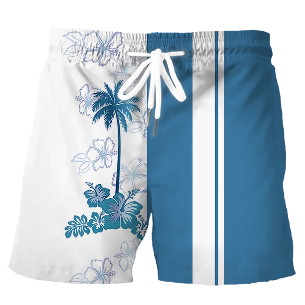 HX Fashion Men Shorts Hawaii Polynesian Coconut Grove 3D Printed Board Shorts Polyester Casual Sport Pants Men Clothing