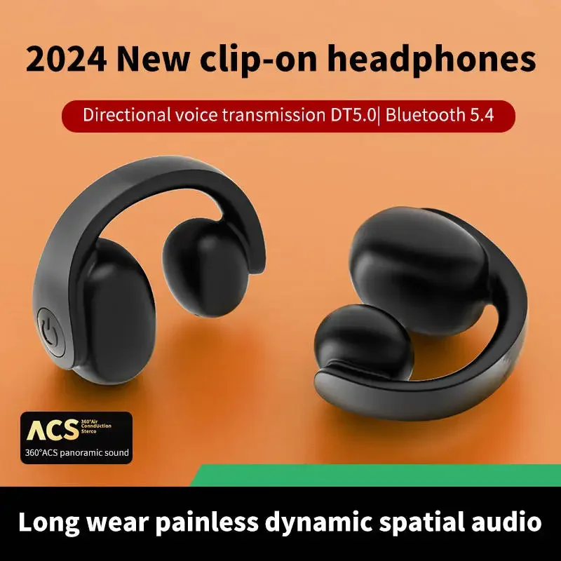 TWS Bluetooth 5.4 Earphone Clip on Headphone Wireless Earbud HiFi Stereo Headset Single in-Ear Earphone Sports for Iconic Brand iPhone