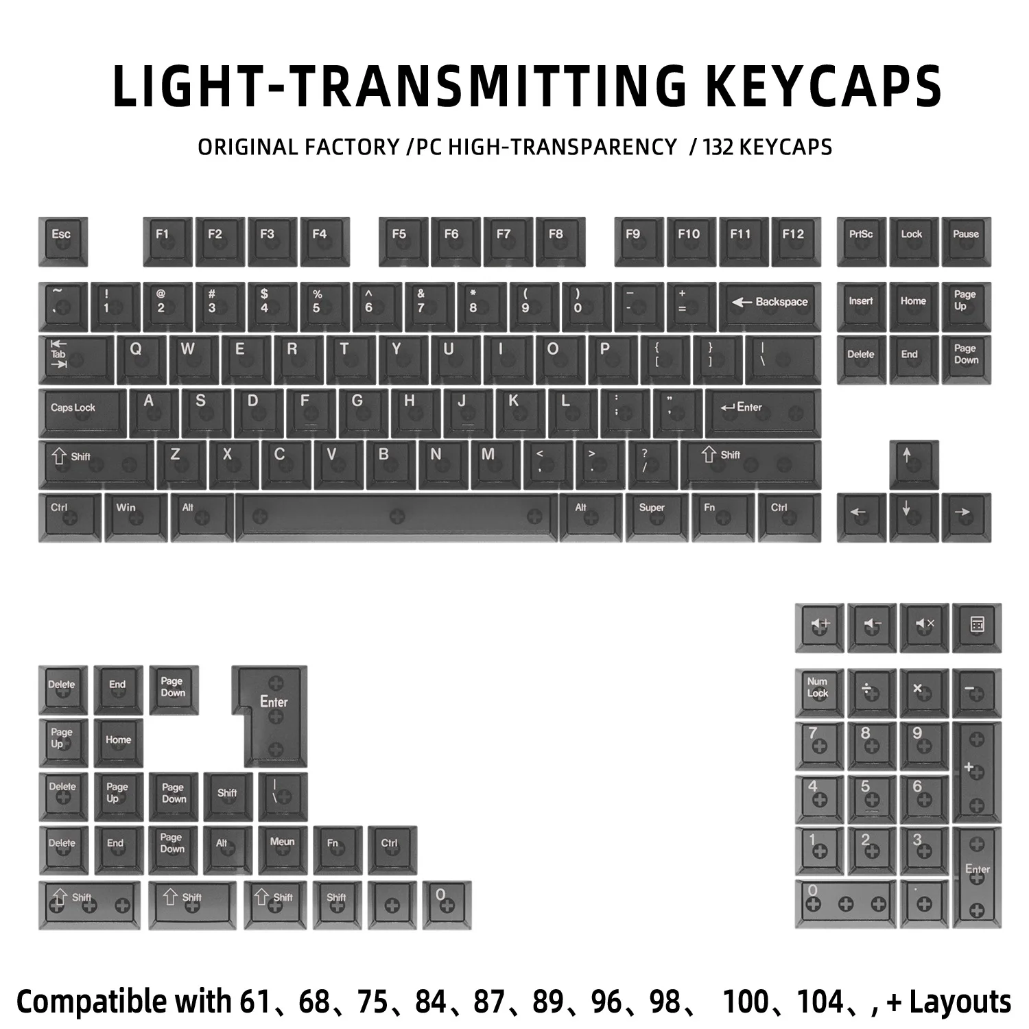 Vibrant Multicolor Cherry Profile Transparent Keycaps Set