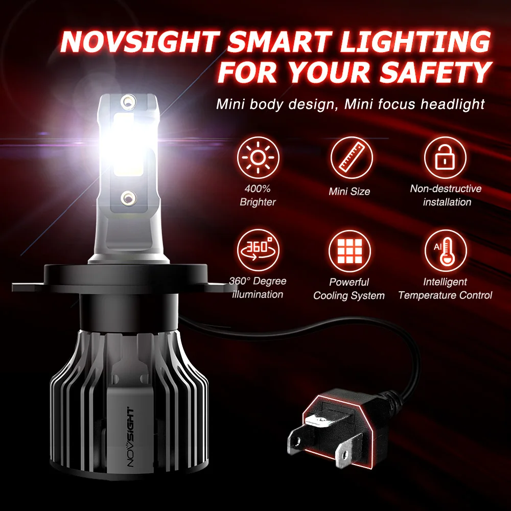 Фото Автомобисветильник ры NOVSIGHT, лампы Led H4 H1 H3 H7 H11 H8 H9 9005 9006 9007 9012, противотуманные светильник ры 72 Вт 10000LM 6000K, Автомобильные фары №4